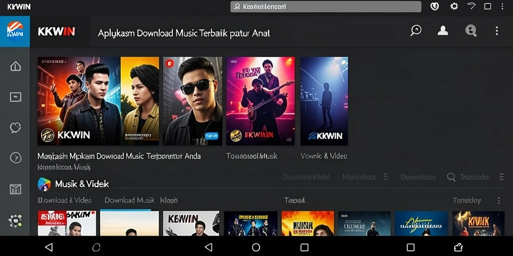 Tampilan antarmuka utama KKWIN untuk Download Musik yang memudahkan pengguna.