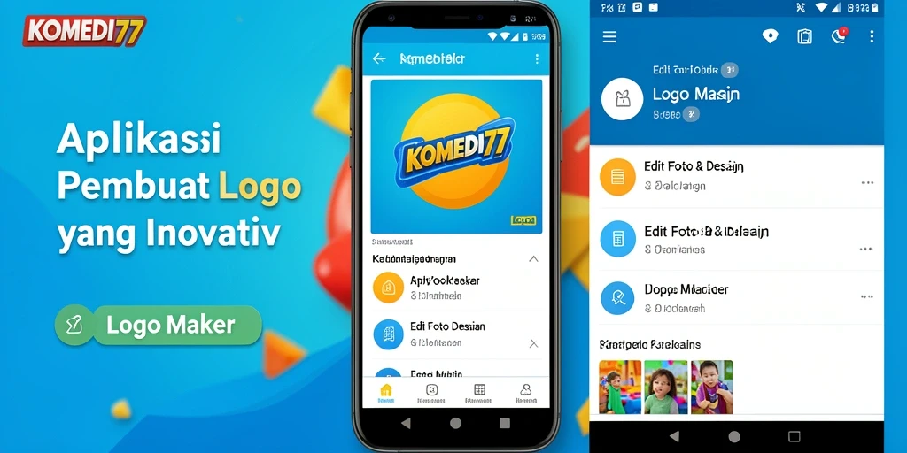 Antarmuka sederhana dan intuitif dari KOMEDI77 untuk pembuatan logo.