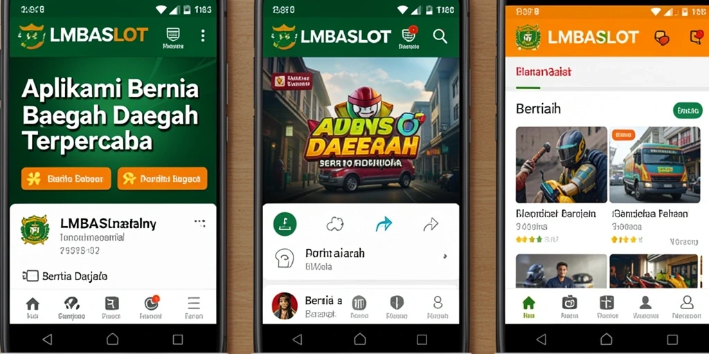 Tampilan antarmuka aplikasi LMBASLOT dengan berita daerah yang informatif.
