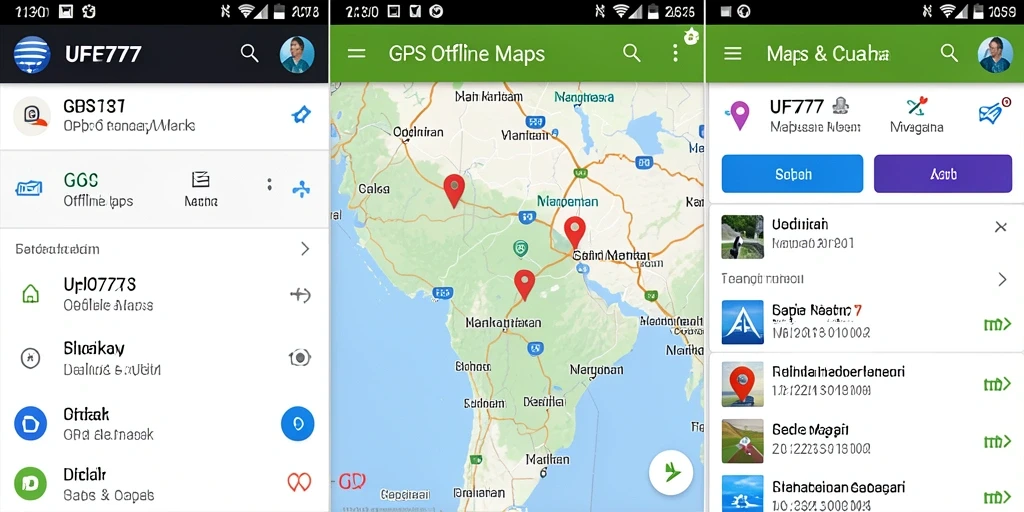 Antarmuka aplikasi GPS Offline Maps UFO777 yang intuitif dan mudah digunakan.