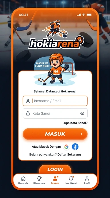 Tampilan halaman login hokiarena